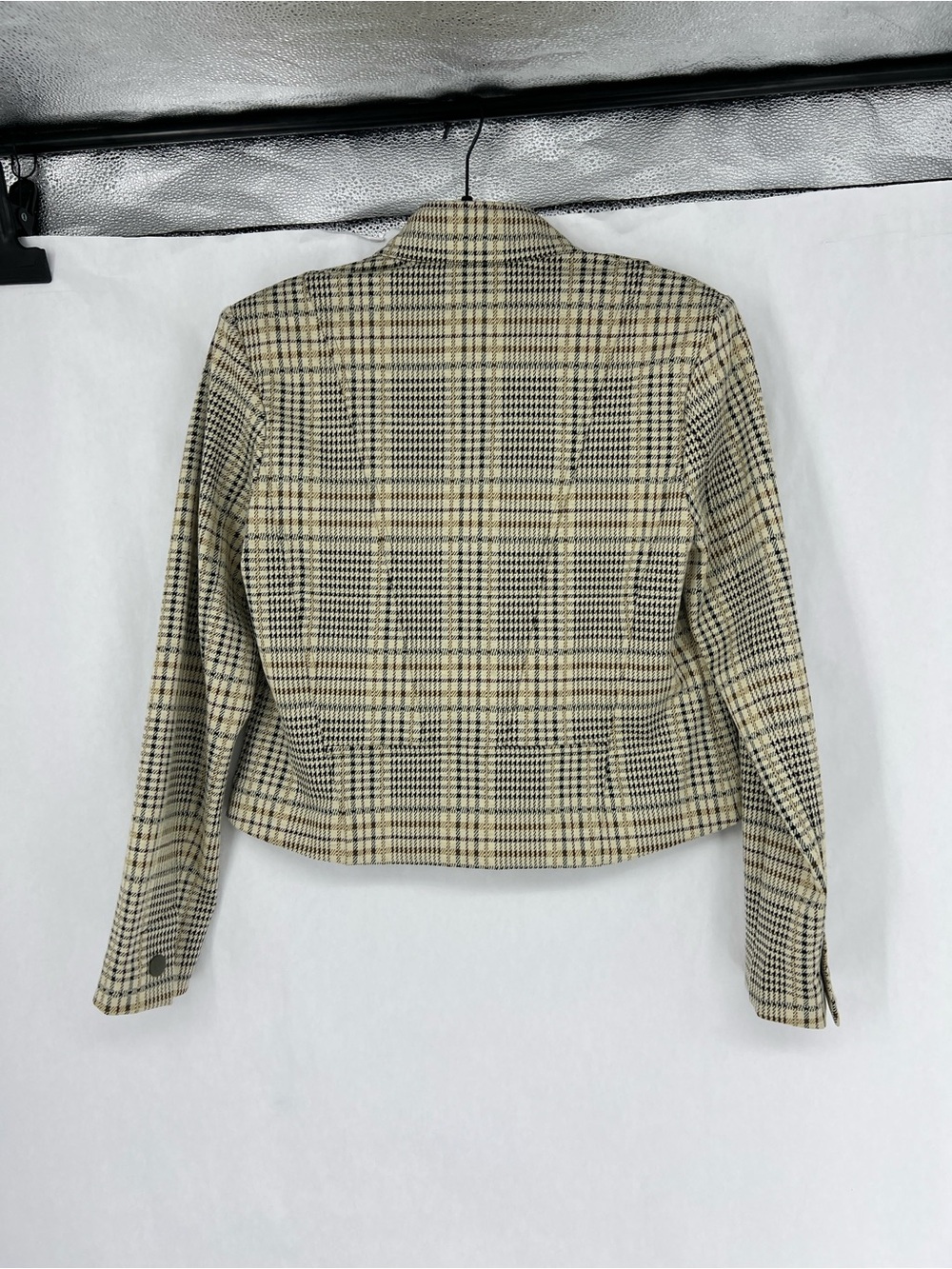 CAbi Plaid Button-Front Women's Jacket in Beige/Black 4498 - Picture 8 of 9